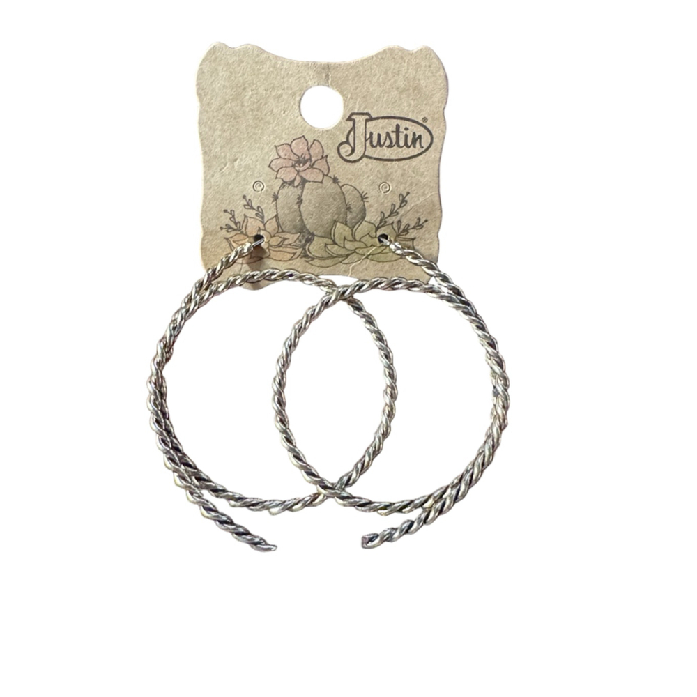 Justin Twisted Rope Lasso Hoop Earrings Gold Tone Western Cowgirl Style